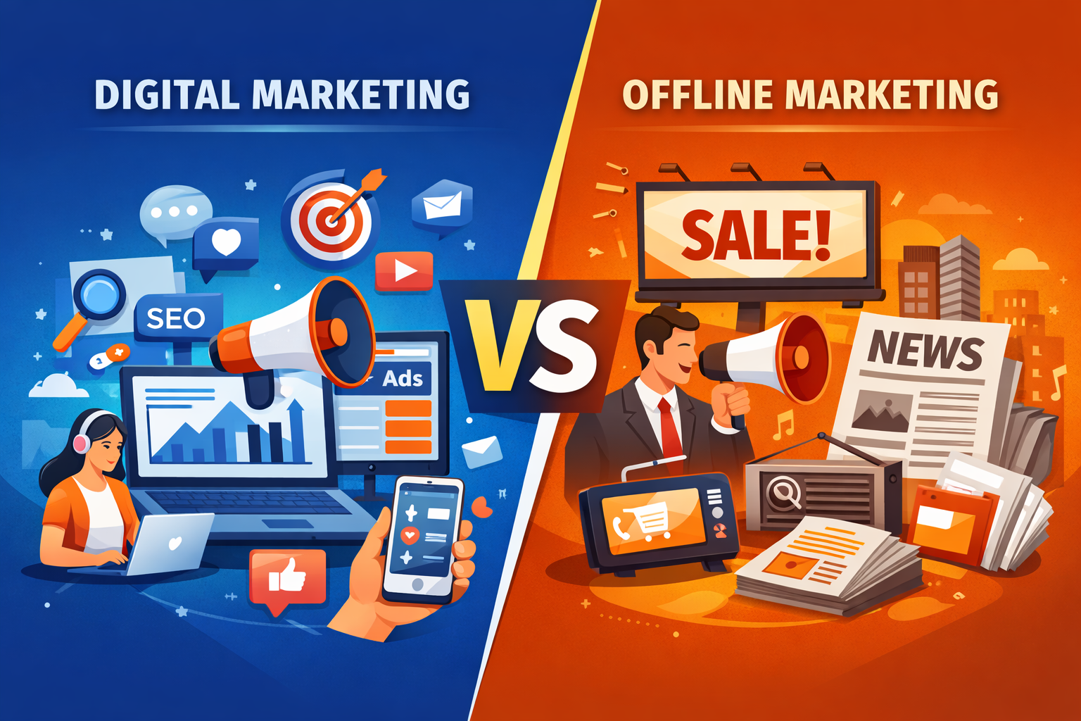 Traditional Offline Marketing vs Digital Marketing: Complete Comparison Guide 2026